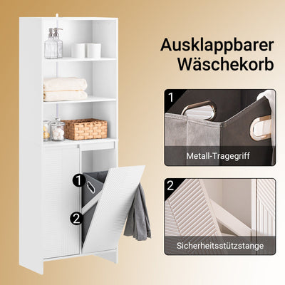 SoBuy | Mobile bagno con 2 sacchi per biancheria | Colonna bagno | Armadio portabiancheria | Bianco | BZR155-W