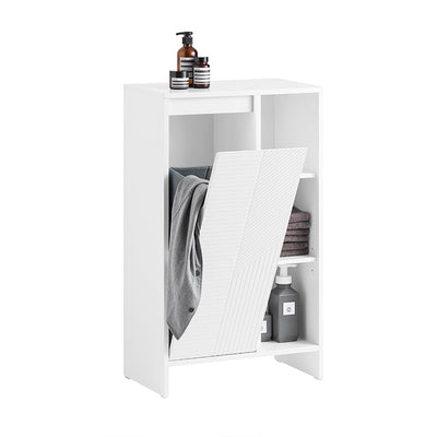 SoBuy | Armadio Portabiancheria | Mobile Bagno con Cesto Biancheria | Mobiletto Bagno Bianco | BZR156-W