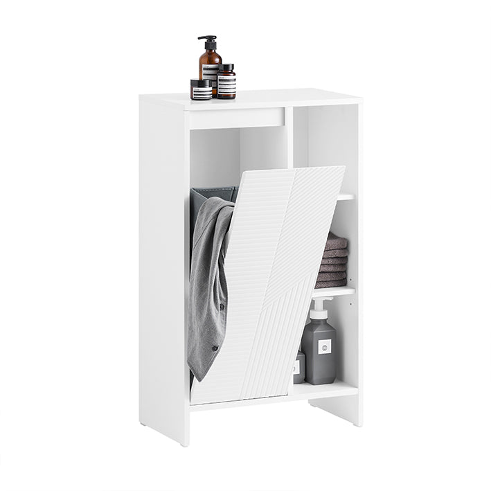 SoBuy | Armadio Portabiancheria | Mobile Bagno con Cesto Biancheria | Mobiletto Bagno Bianco | BZR156-W