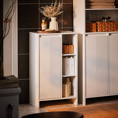 SoBuy | Armadio Portabiancheria | Mobile Bagno con Cesto Biancheria | Mobiletto Bagno Bianco | BZR156-W