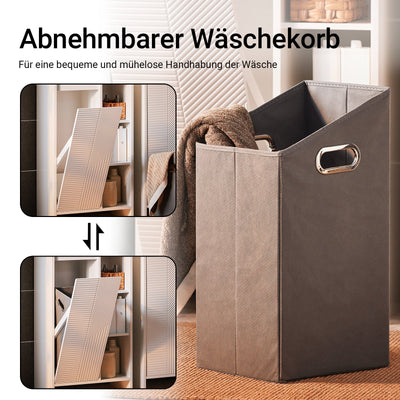 SoBuy | Armadio Portabiancheria | Mobile Bagno con Cesto Biancheria | Mobiletto Bagno Bianco | BZR156-W