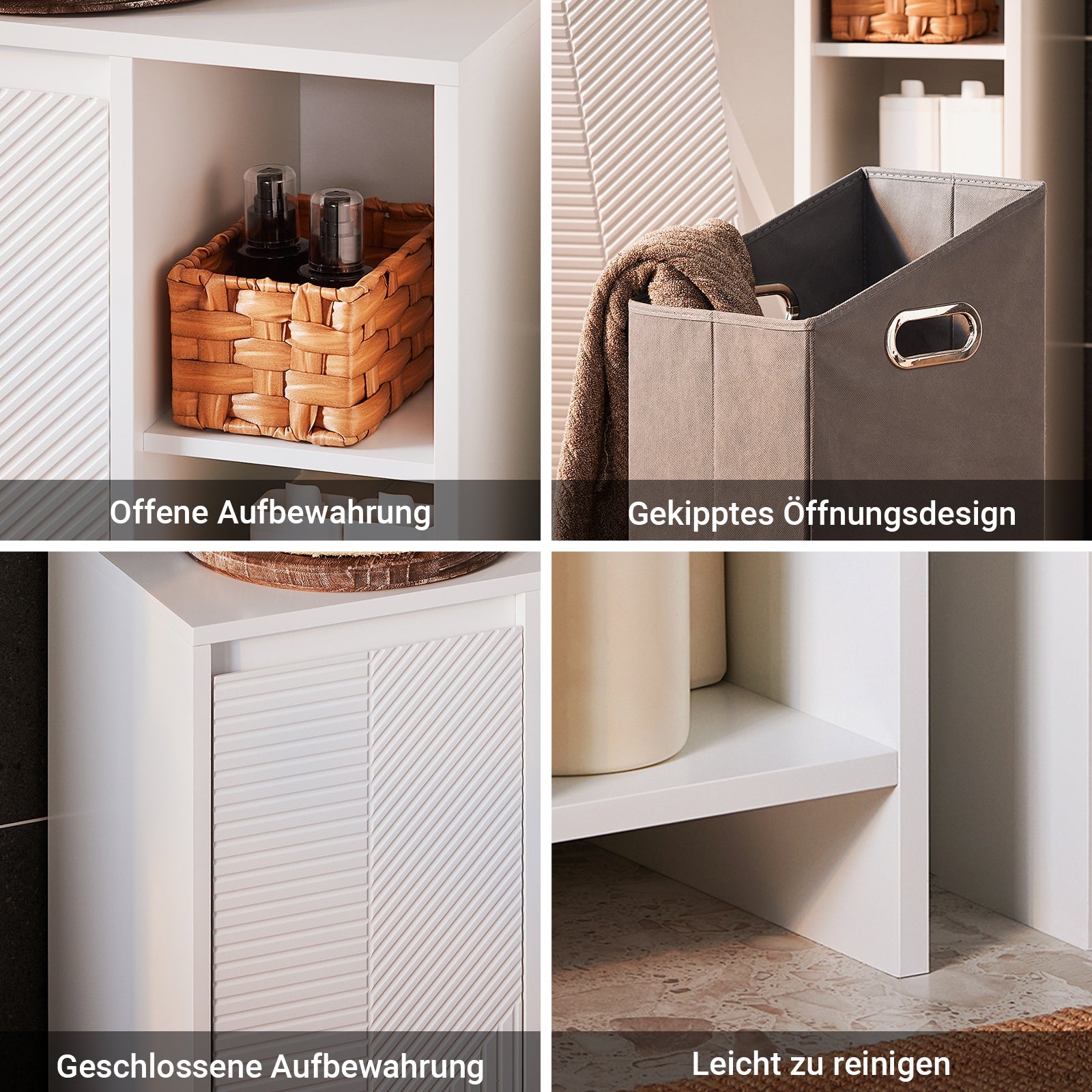 SoBuy | Armadio Portabiancheria | Mobile Bagno con Cesto Biancheria | Mobiletto Bagno Bianco | BZR156-W