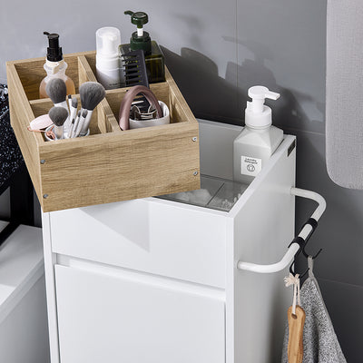 SoBuy | Wäscheschrank mit ausklappbarem Wäschesack | Wäschesammler | Wäschekorb | Weiß | BZR159-W