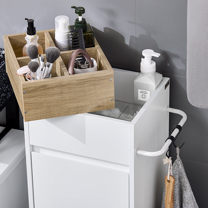 SoBuy | Wäscheschrank mit ausklappbarem Wäschesack | Wäschesammler | Wäschekorb | Weiß | BZR159-W