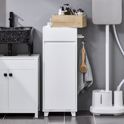 SoBuy | Wäscheschrank mit ausklappbarem Wäschesack | Wäschesammler | Wäschekorb | Weiß | BZR159-W