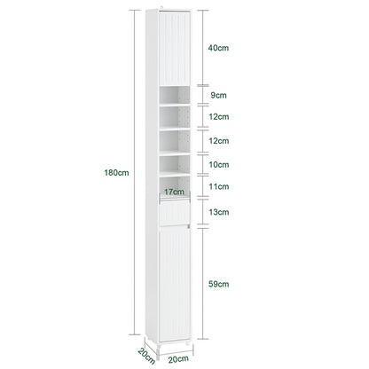 SoBuy | Armoire haute à 5 compartiments | Meuble de salle de bain | Étagère de salle de bain | Meuble de salle de bain blanc | BZR160-W