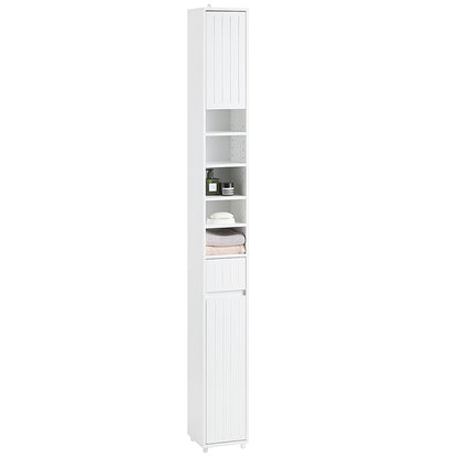 SoBuy | Armoire haute à 5 compartiments | Meuble de salle de bain | Étagère de salle de bain | Meuble de salle de bain blanc | BZR160-W