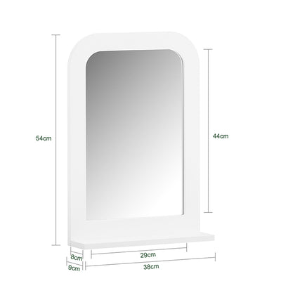 SoBuy | Miroir de salle de bain avec étagère | Miroir mural | Miroir | Blanc | BZR162-W 