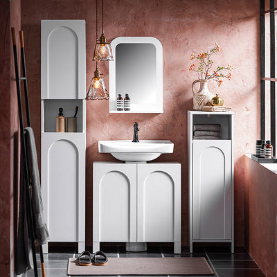 SoBuy | Miroir de salle de bain avec étagère | Miroir mural | Miroir | Blanc | BZR162-W 