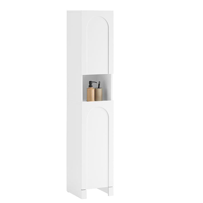 SoBuy | Armoire haute à 2 portes | Meuble de rangement pour salle de bain | Armoire de salle de bain étroite | Blanc | BZR163-W 