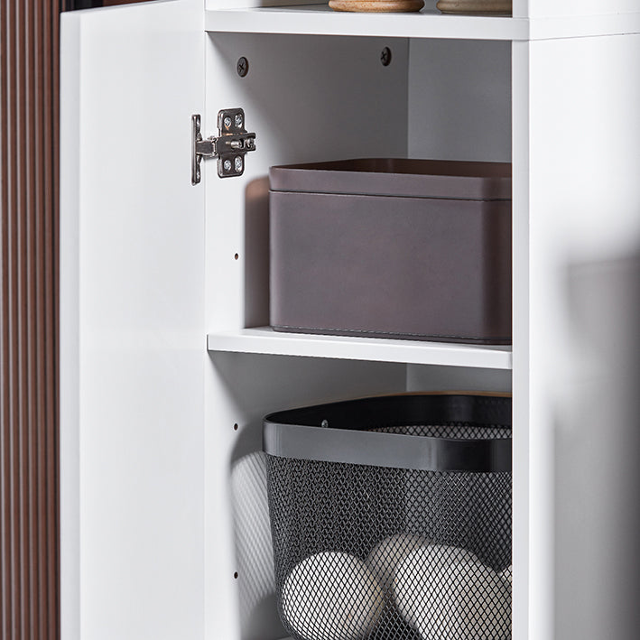 SoBuy | Armoire haute à 2 portes | Meuble de rangement pour salle de bain | Armoire de salle de bain étroite | Blanc | BZR163-W 