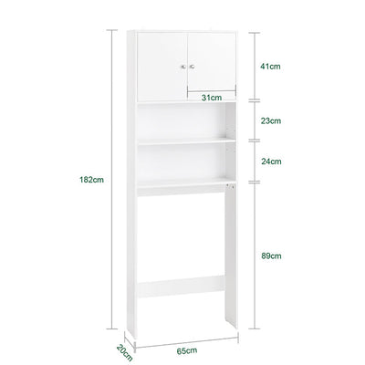 SoBuy | Scaffale per WC | Mobile lavatrice | Scaffale da bagno con armadietto | Bianco | BZR165-W