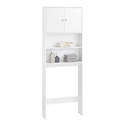 Prévente | SoBuy | Étagère de toilette | Meuble pour machine à laver | Étagère de salle de bain avec rangement | Blanc | BZR165-W