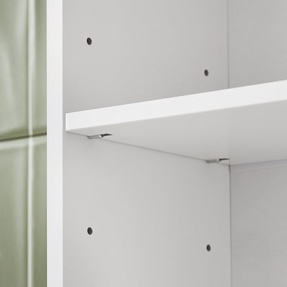 Prévente | SoBuy | Étagère de toilette | Meuble pour machine à laver | Étagère de salle de bain avec rangement | Blanc | BZR165-W