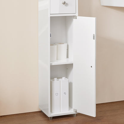 SoBuy | Armoire de salle de bain haute | avec étagères réglables, étroite, laquée brillante | Blanc | 20 x 180 x 20 cm | BZR167-GW