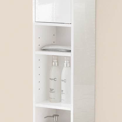 SoBuy | Armoire de salle de bain haute | avec étagères réglables, étroite, laquée brillante | Blanc | 20 x 180 x 20 cm | BZR167-GW