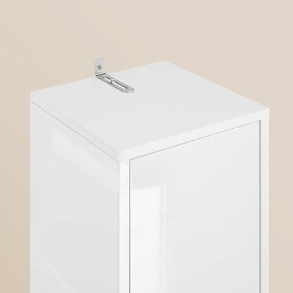 SoBuy | Armoire de salle de bain haute | avec étagères réglables, étroite, laquée brillante | Blanc | 20 x 180 x 20 cm | BZR167-GW