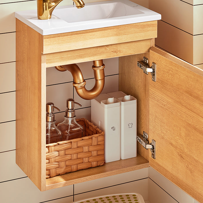 SoBuy | Waschbeckenunterschrank | Unterschrank mit Waschbecken | Badmöbel Natur | BZR169-N