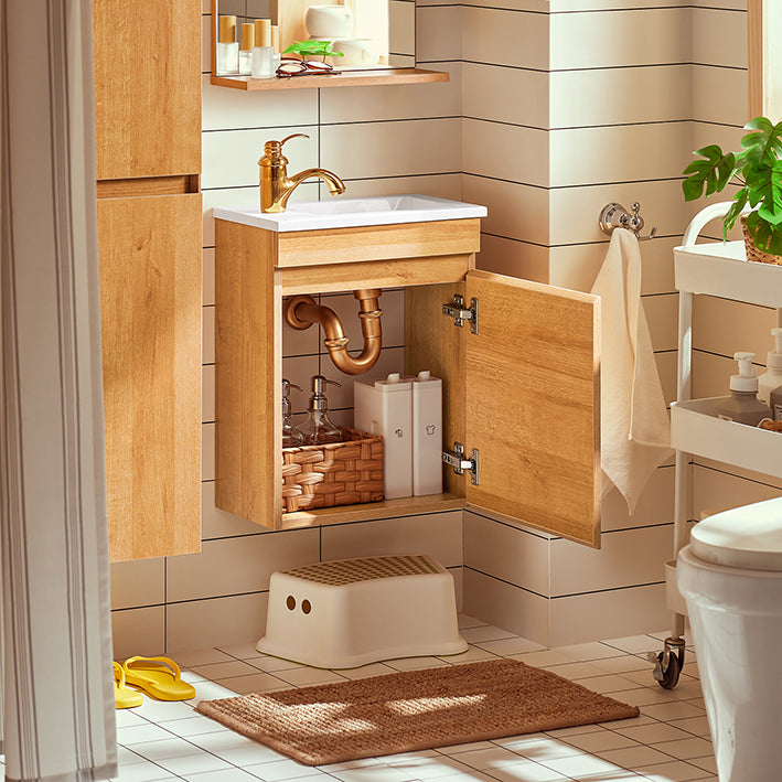 SoBuy | Meuble-lavabo | Meuble bas avec vasque | Mobilier de salle de bain naturel | BZR169-N 