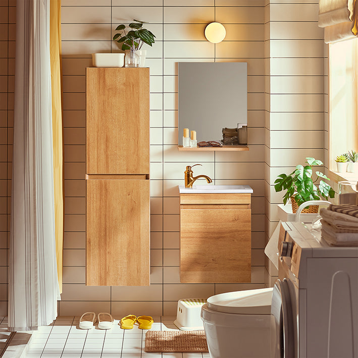 SoBuy | Meuble-lavabo | Meuble bas avec vasque | Mobilier de salle de bain naturel | BZR169-N 