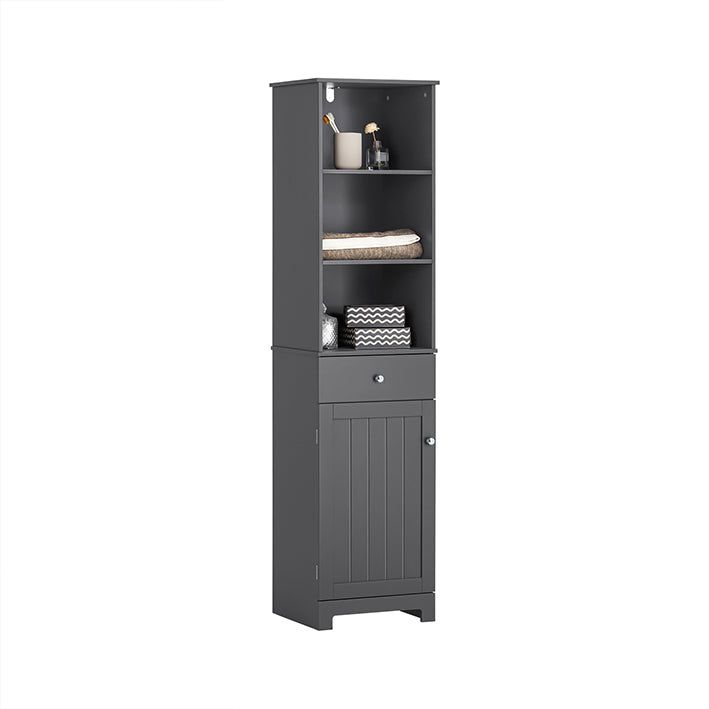 SoBuy | Colonna da bagno | Armadietto da bagno | Scaffale da bagno grigio scuro | BZR17-DG