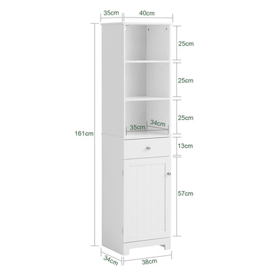 SoBuy | Meuble Colonne Salle de Bain | Meuble Haut Salle de Bain | Étagère de Salle de Bain Blanche | BZR17-W