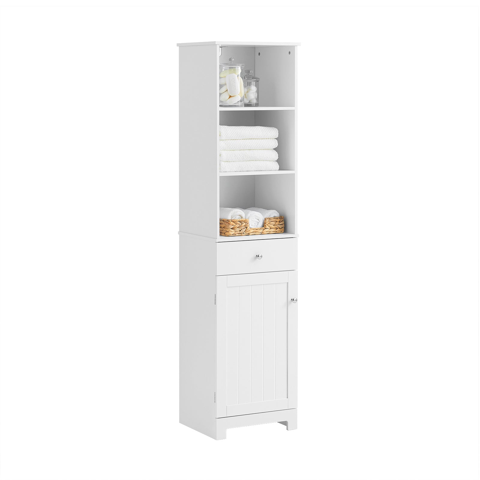 SoBuy | Colonna da Bagno | Mobile da Bagno | Scaffale da Bagno Bianco | BZR17-W
