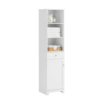 SoBuy | Meuble Colonne Salle de Bain | Meuble Haut Salle de Bain | Étagère de Salle de Bain Blanche | BZR17-W