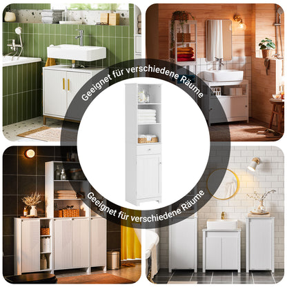 SoBuy | Bad Hochschrank | Badschrank | Badregal Weiß | BZR17-W