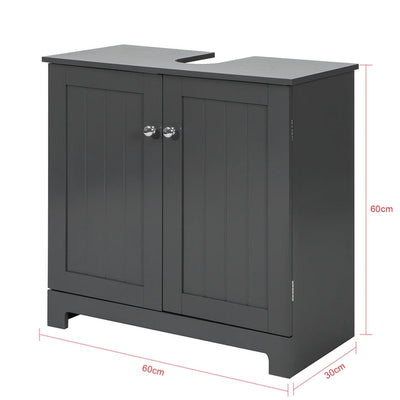 SoBuy | Meuble sous lavabo | Meuble de salle de bain Gris Foncé | Style campagne | BZR18-DG