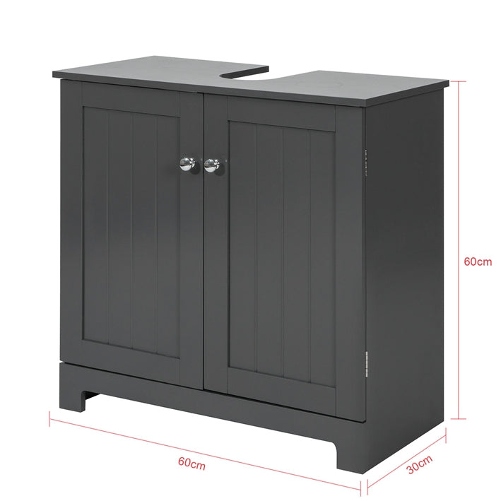 SoBuy | Mobile sottolavabo | Mobile bagno grigio scuro | Stile rustico | BZR18-DG