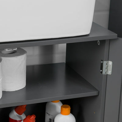 SoBuy | Meuble sous lavabo | Meuble de salle de bain Gris Foncé | Style campagne | BZR18-DG