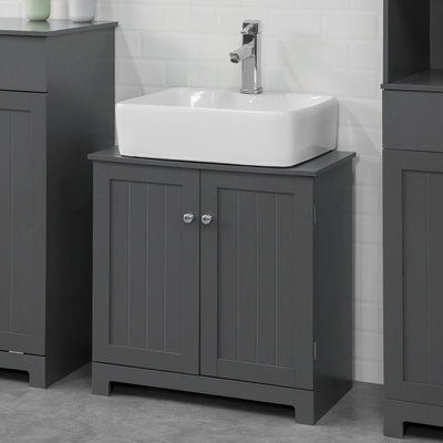 SoBuy | Meuble sous lavabo | Meuble de salle de bain Gris Foncé | Style campagne | BZR18-DG