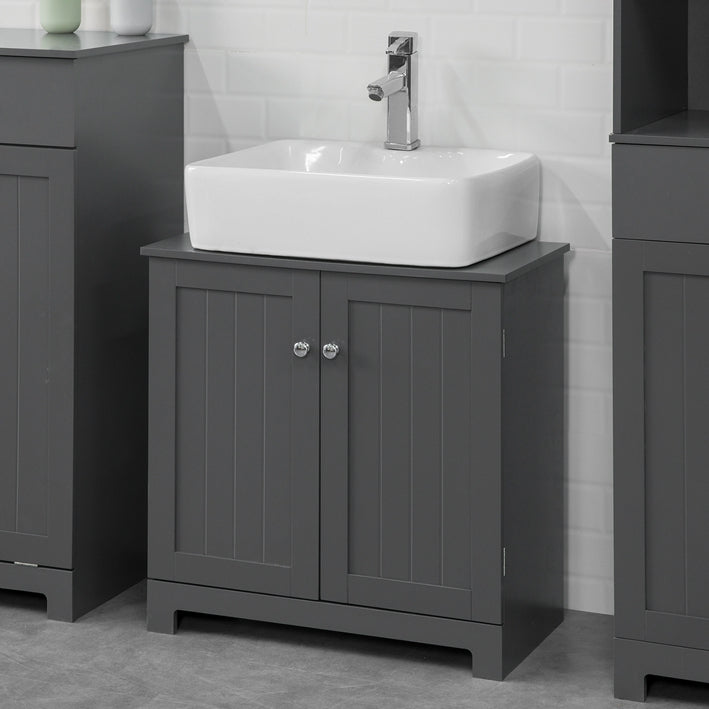 SoBuy | Mobile sottolavabo | Mobile bagno grigio scuro | Stile rustico | BZR18-DG
