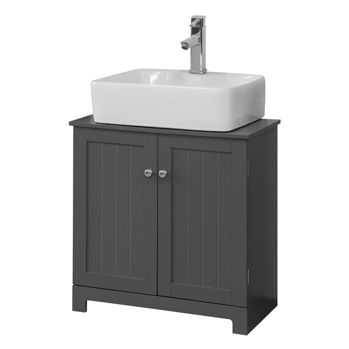 SoBuy | Mobile sottolavabo | Mobile bagno grigio scuro | Stile rustico | BZR18-DG