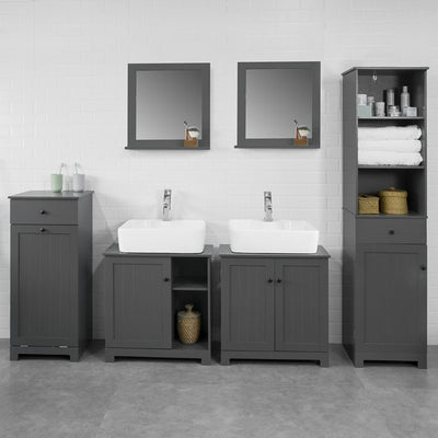 SoBuy | Meuble sous lavabo | Meuble de salle de bain Gris Foncé | Style campagne | BZR18-DG