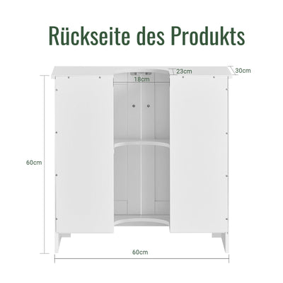 SoBuy | Mobile sottolavabo | Mobile bagno | Bianco 60x60x30cm BZR18-II-W