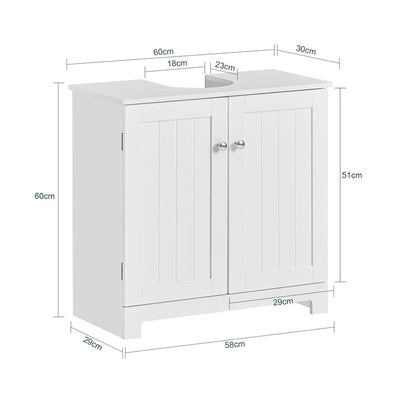SoBuy | Mobile sottolavabo | Mobile bagno | Bianco 60x60x30cm BZR18-II-W