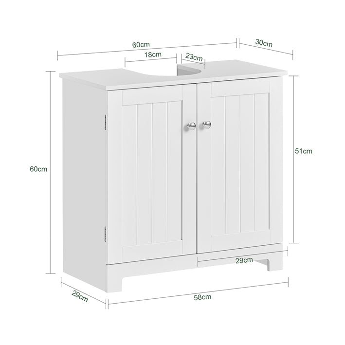 SoBuy | Mobile sottolavabo | Mobile bagno | Bianco 60x60x30cm BZR18-II-W