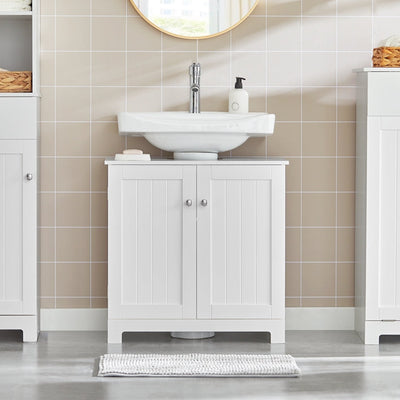 SoBuy | Mobile sottolavabo | Mobile bagno | Bianco 60x60x30cm BZR18-II-W