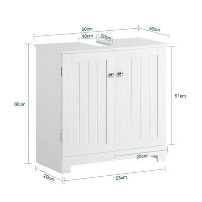 SoBuy | Meuble sous-lavabo | Meuble de salle de bain blanc | Style campagnard | BZR18-W