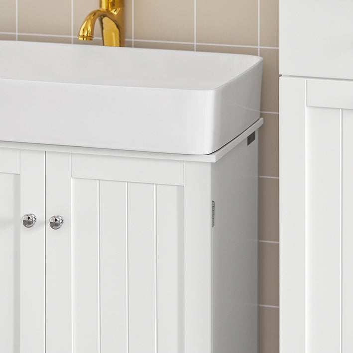 SoBuy | Meuble sous-lavabo | Meuble de salle de bain blanc | Style campagnard | BZR18-W