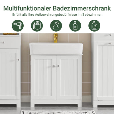 SoBuy | Waschbeckenunterschrank | Badezimmerschrank | Weiß 60x60x30cm BZR18-II-W