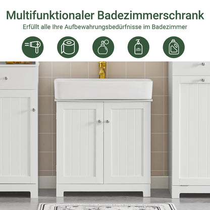 SoBuy | Waschbeckenunterschrank | Badezimmerschrank | Weiß 60x60x30cm BZR18-II-W