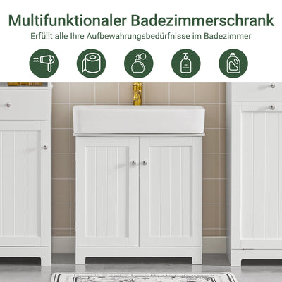 SoBuy | Mobile sottolavabo | Mobile bagno | Bianco 60x60x30cm BZR18-II-W