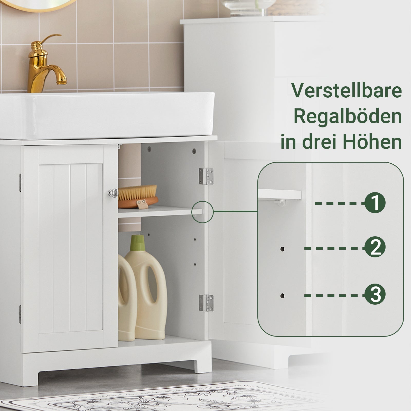 SoBuy | Mobile sottolavabo | Mobile bagno | Bianco 60x60x30cm BZR18-II-W