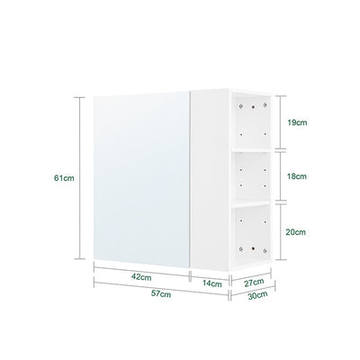 SoBuy | Pensile con 1 anta a specchio | Armadietto a specchio | Specchio | Mobiletto da parete | Bianco | BZR184-W