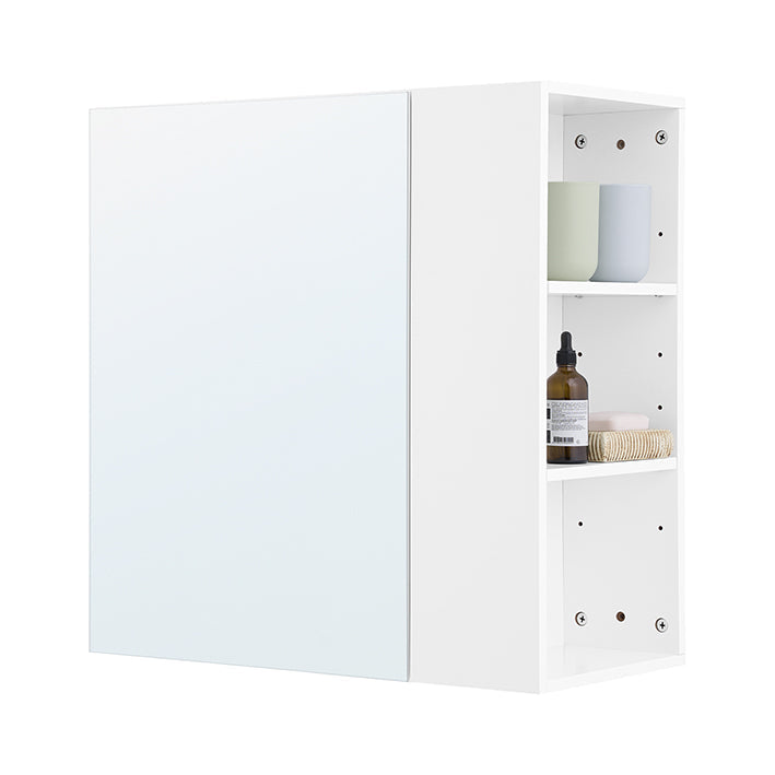SoBuy | Pensile con 1 anta a specchio | Armadietto a specchio | Specchio | Mobiletto da parete | Bianco | BZR184-W