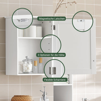 Prevendita | SoBuy | Pensile da Bagno | Armadietto da Parete | Armadietto dei medicinali | Bianco | BZR19-W