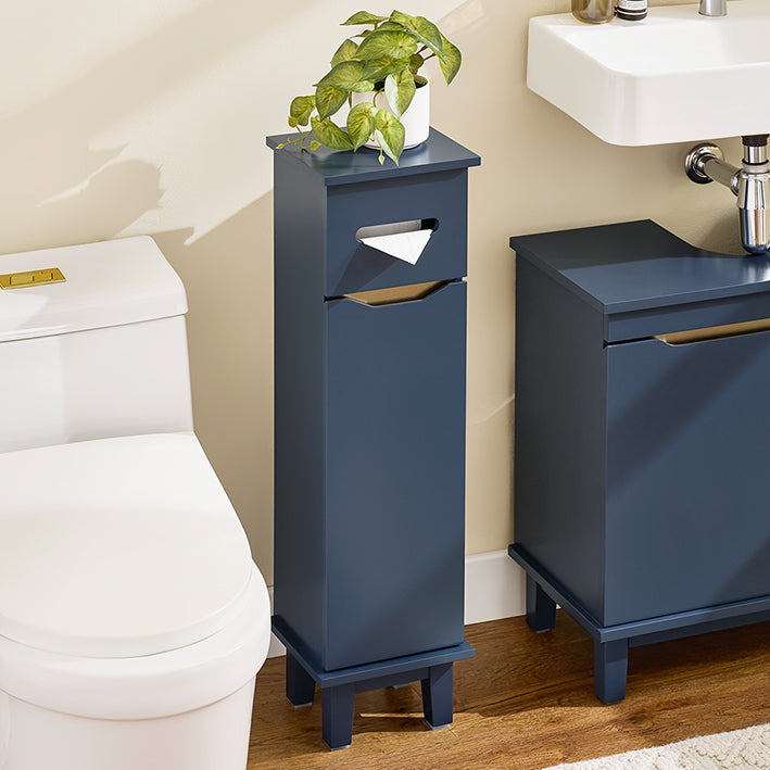 SoBuy | Porte-rouleau de papier toilette | Étagère de salle de bain | Meuble de salle de bain | Bleu | BZR192-B 